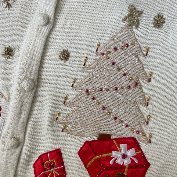 Vintage y2k White Ugly Christmas Knit Cardigan 🔥 - Picture 3 of 4
